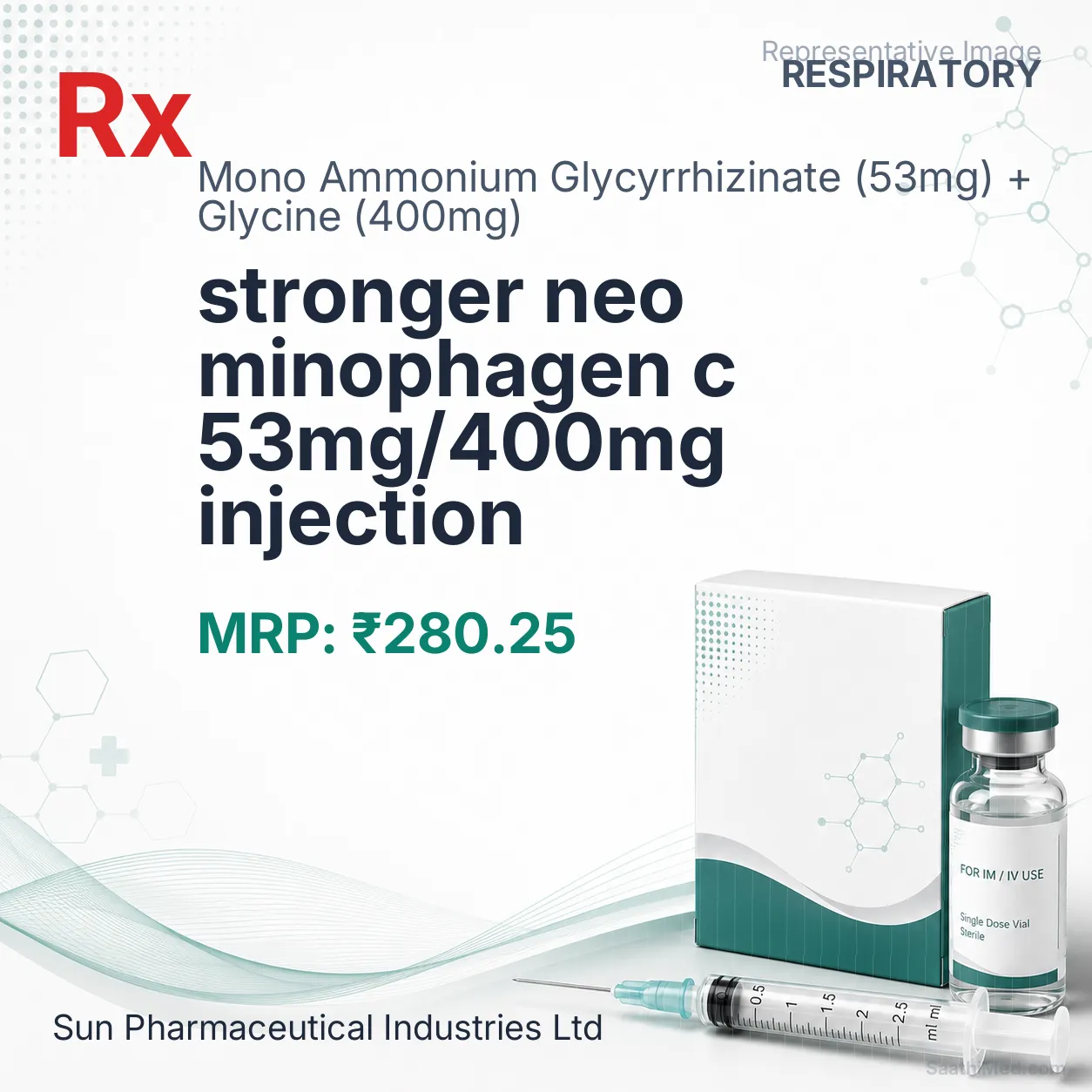 stronger neo minophagen c 53mg/400mg injection Allopathy (Mono Ammonium Glycyrrhizinate (53mg)) - Uses in Hindi, Side Effects, Substitutes & Price in India