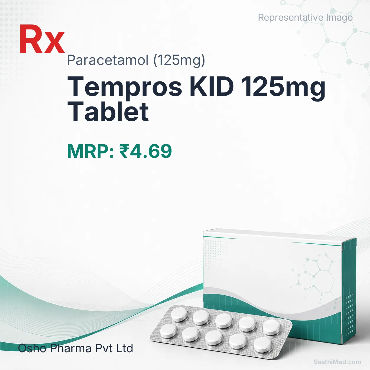 Tempros KID 125mg Tablet - Paracetamol (125mg) medicine