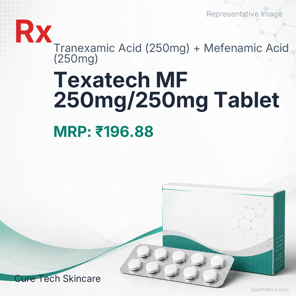 Texatech MF 250mg/250mg Tablet Allopathy (Tranexamic Acid (250mg)) - Uses in Hindi, Side Effects, Substitutes & Price in India