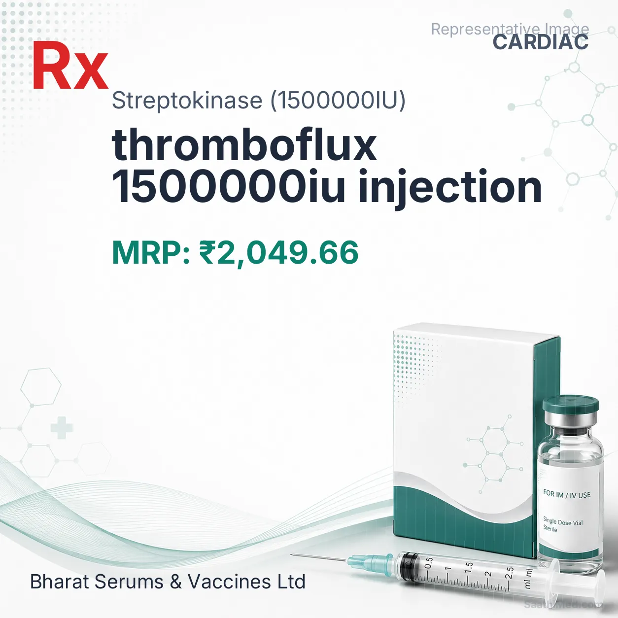 thromboflux 1500000iu injection Allopathy (Streptokinase (1500000IU)) - Uses in Hindi, Side Effects, Substitutes & Price in India