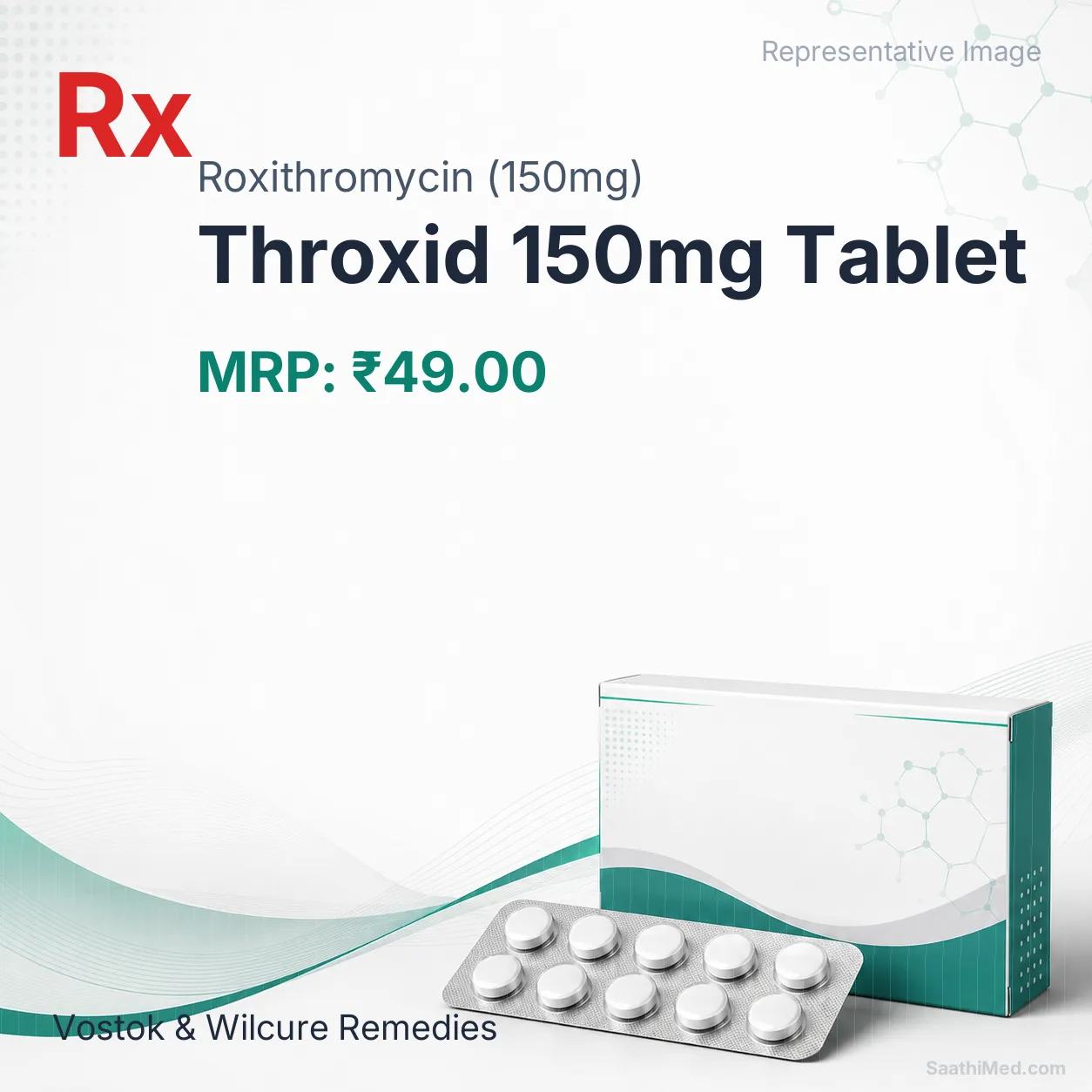 Throxid 150mg Tablet Allopathy (Roxithromycin (150mg)) - Uses in Hindi, Side Effects, Substitutes & Price in India