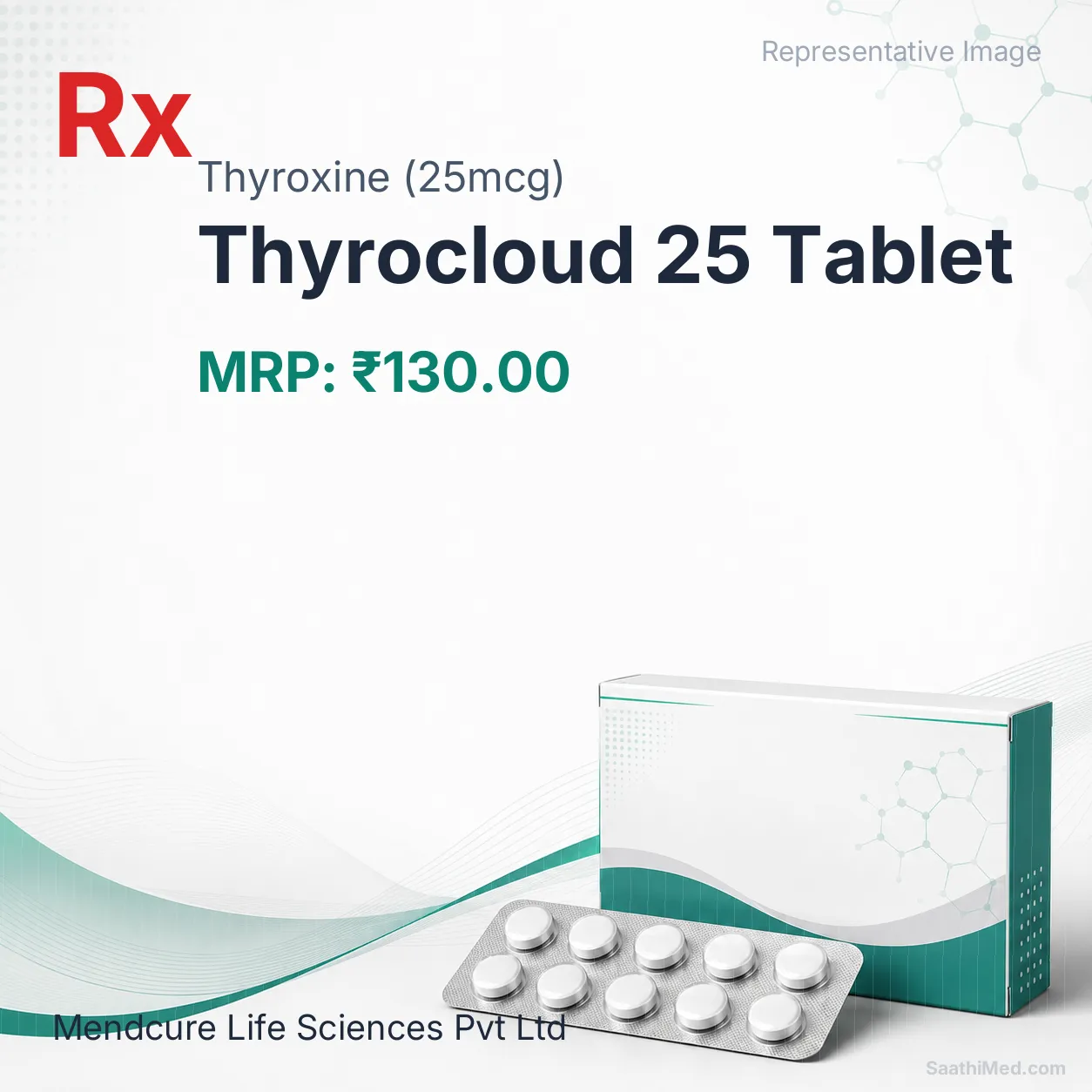 Thyrocloud 25 Tablet Allopathy (Thyroxine (25mcg)) - Uses in Hindi, Side Effects, Substitutes & Price in India