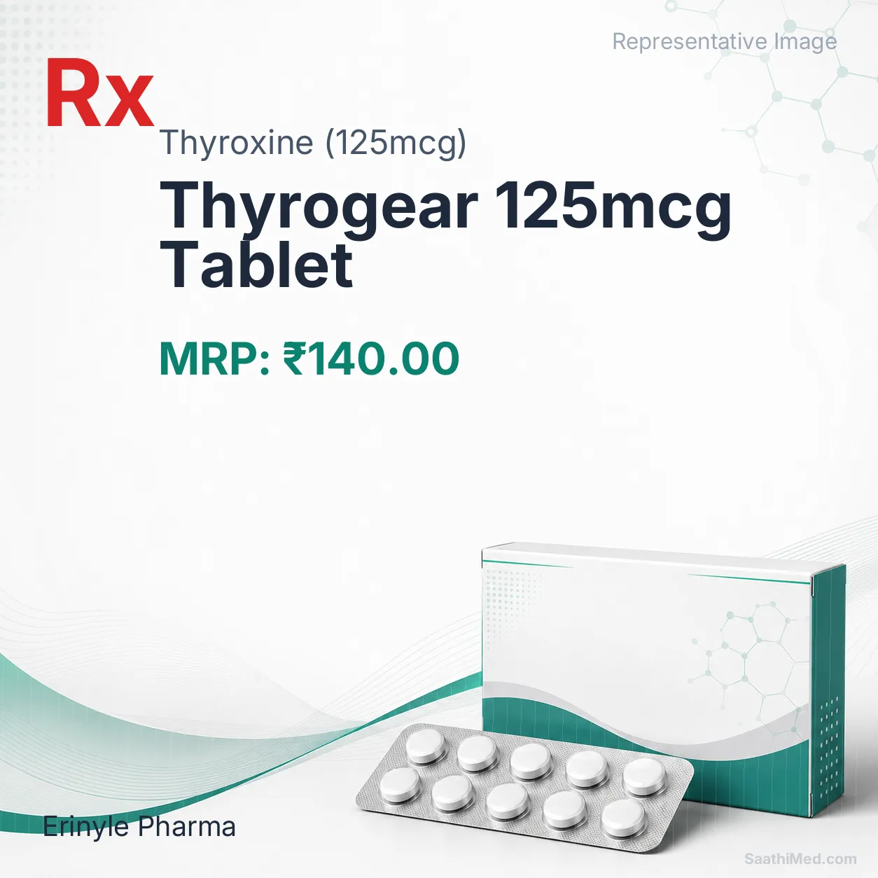 Thyrogear 125mcg Tablet Allopathy (Thyroxine (125mcg)) - Uses in Hindi, Side Effects, Substitutes & Price in India