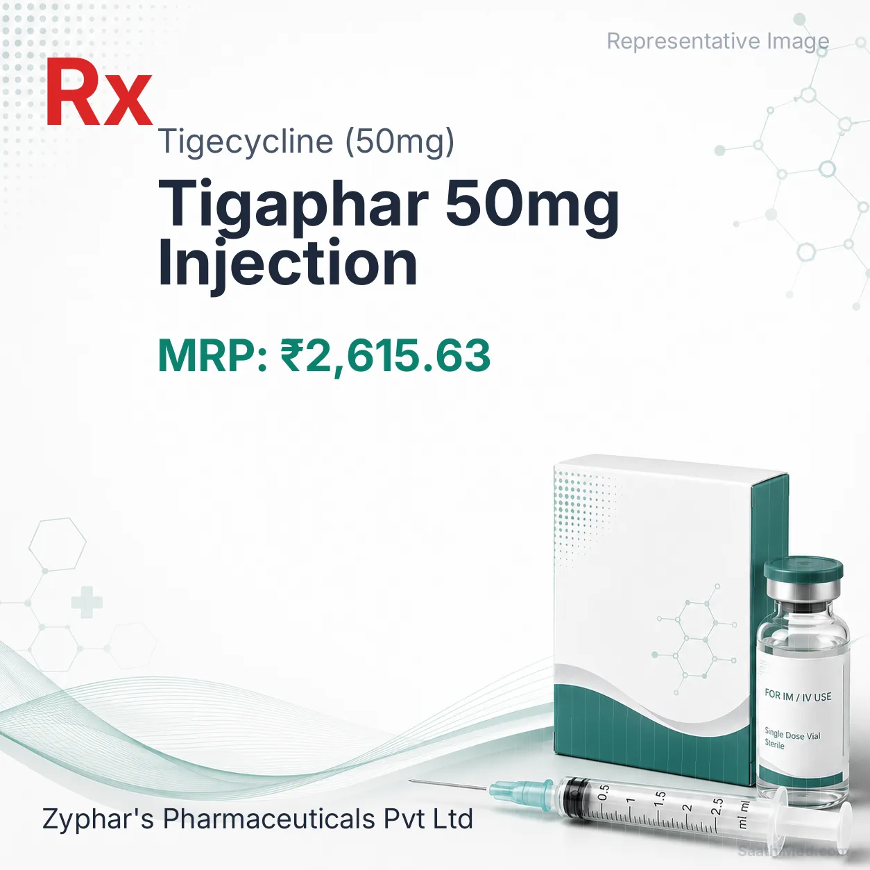 Tigaphar 50mg Injection - Tigecycline (50mg) medicine
