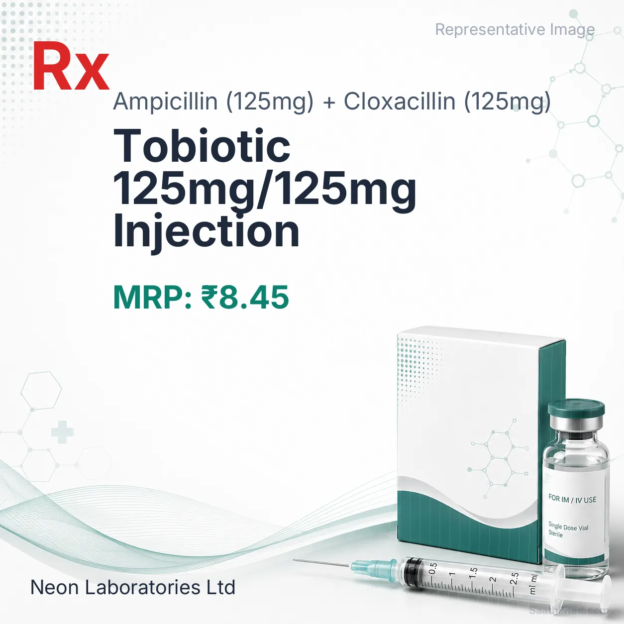 Tobiotic 125mg/125mg Injection Allopathy (Ampicillin (125mg)) - Uses in Hindi, Side Effects, Substitutes & Price in India