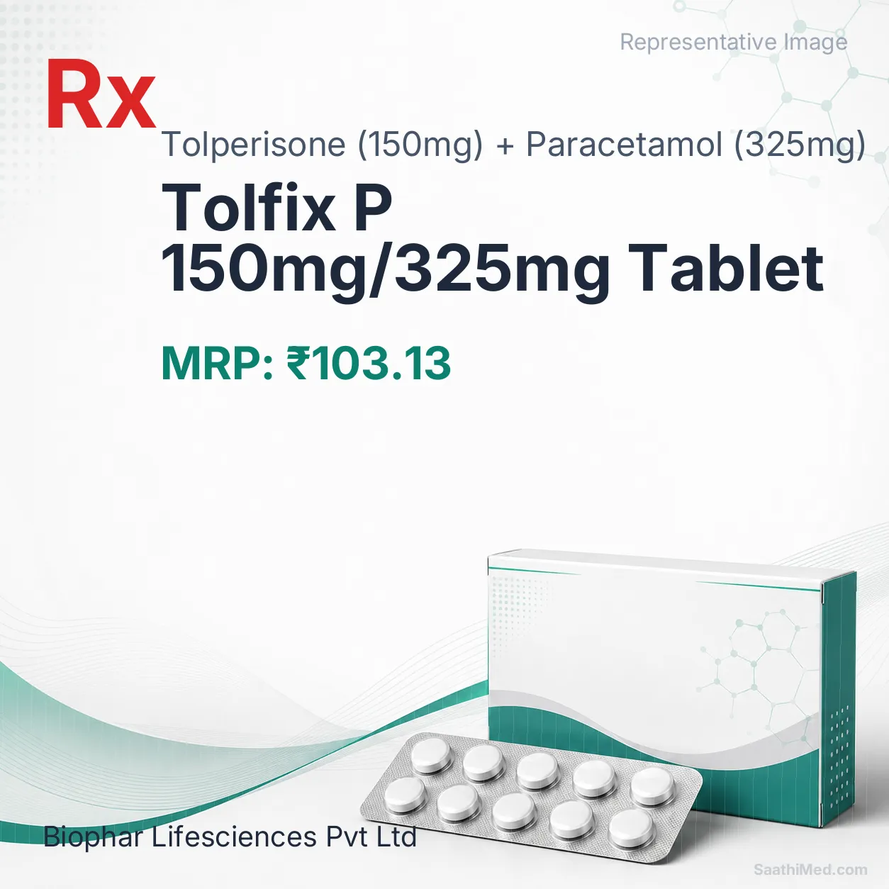 Tolfix P 150mg/325mg Tablet Allopathy (Tolperisone (150mg)) - Uses in Hindi, Side Effects, Substitutes & Price in India