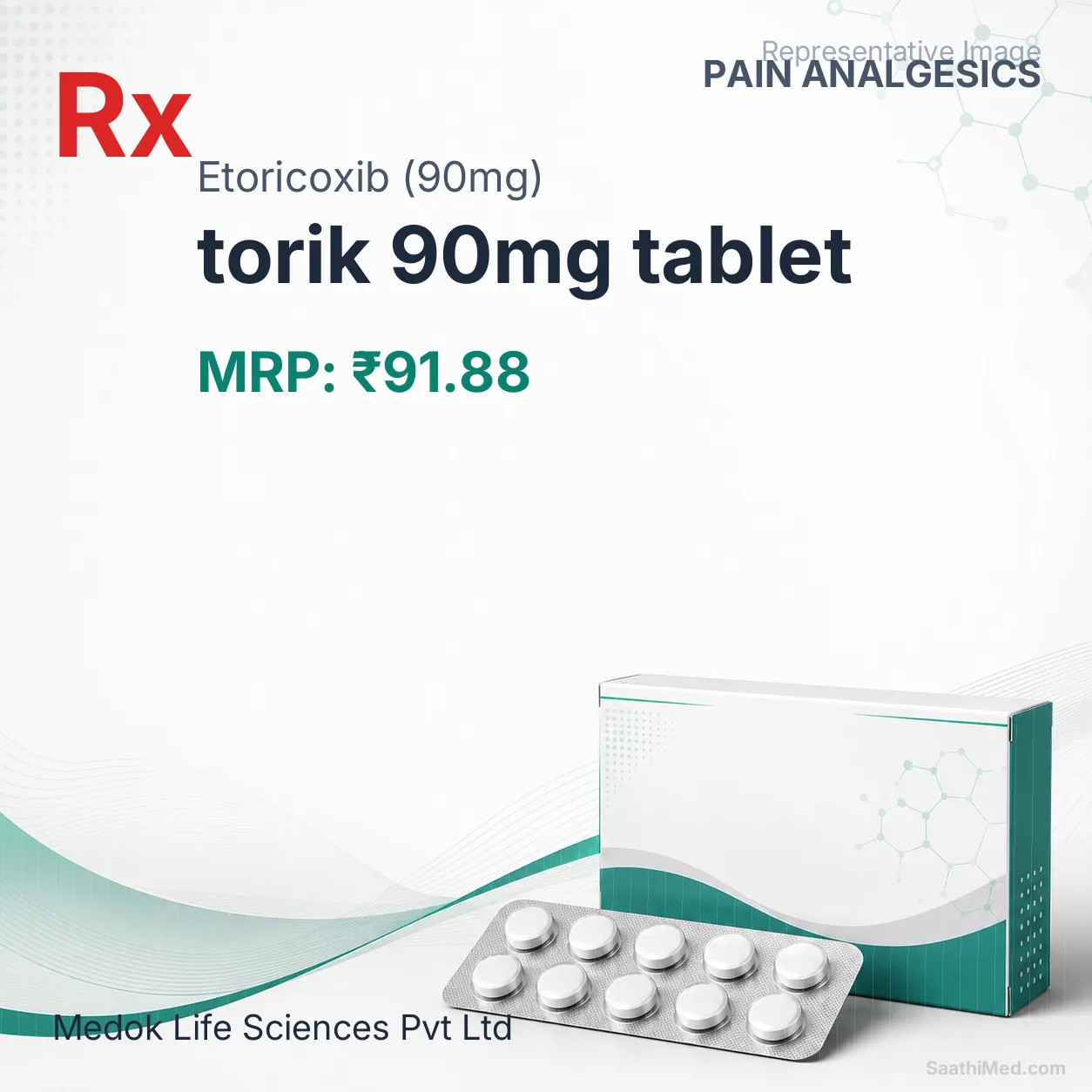 torik 90mg tablet Allopathy (Etoricoxib (90mg)) - Uses in Hindi, Side Effects, Substitutes & Price in India