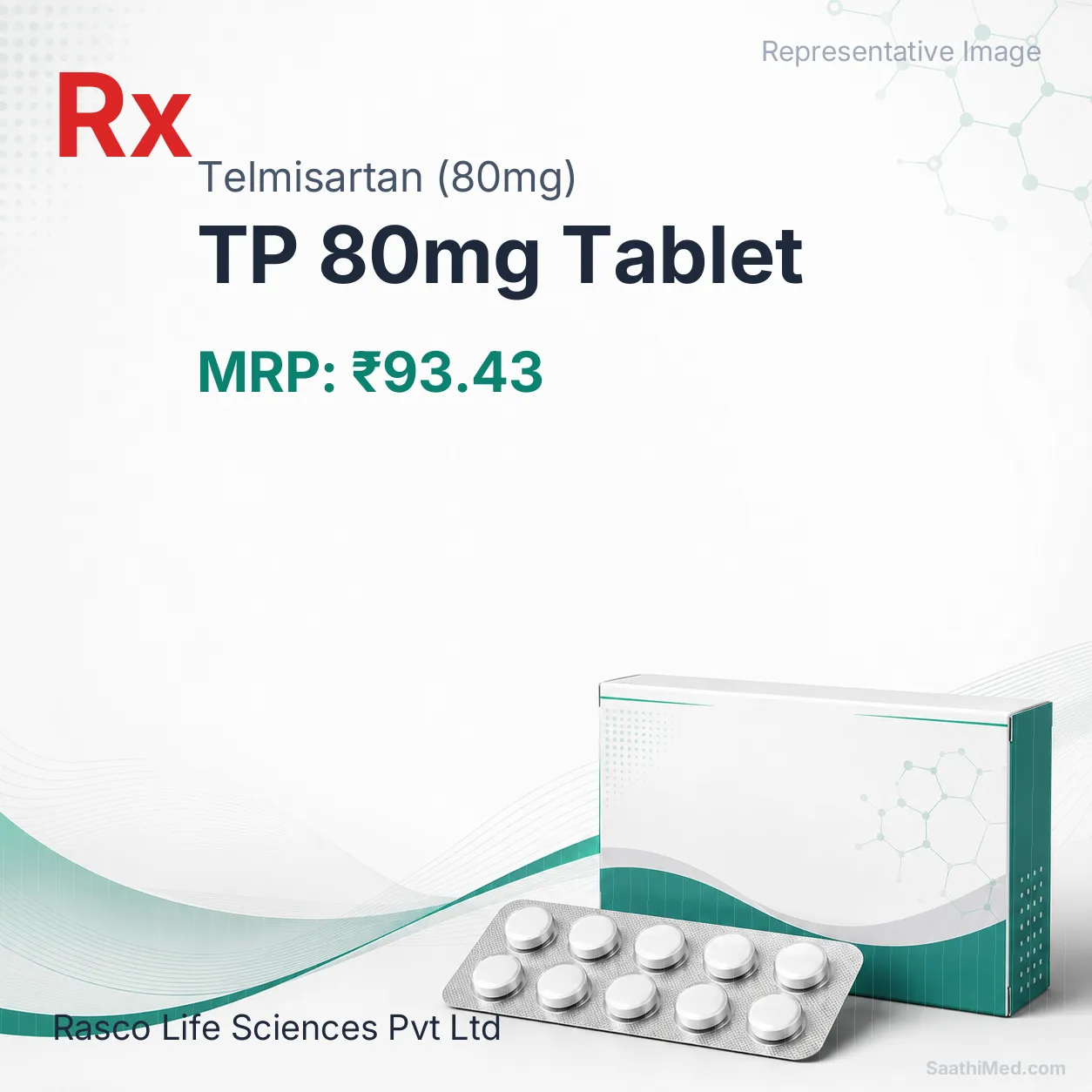 TP 80mg Tablet Allopathy (Telmisartan (80mg)) - Uses in Hindi, Side Effects, Substitutes & Price in India
