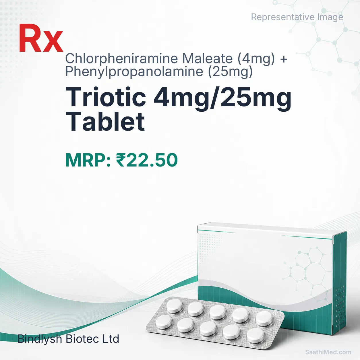 Triotic 4mg/25mg Tablet Allopathy (Chlorpheniramine Maleate (4mg)) - Uses in Hindi, Side Effects, Substitutes & Price in India