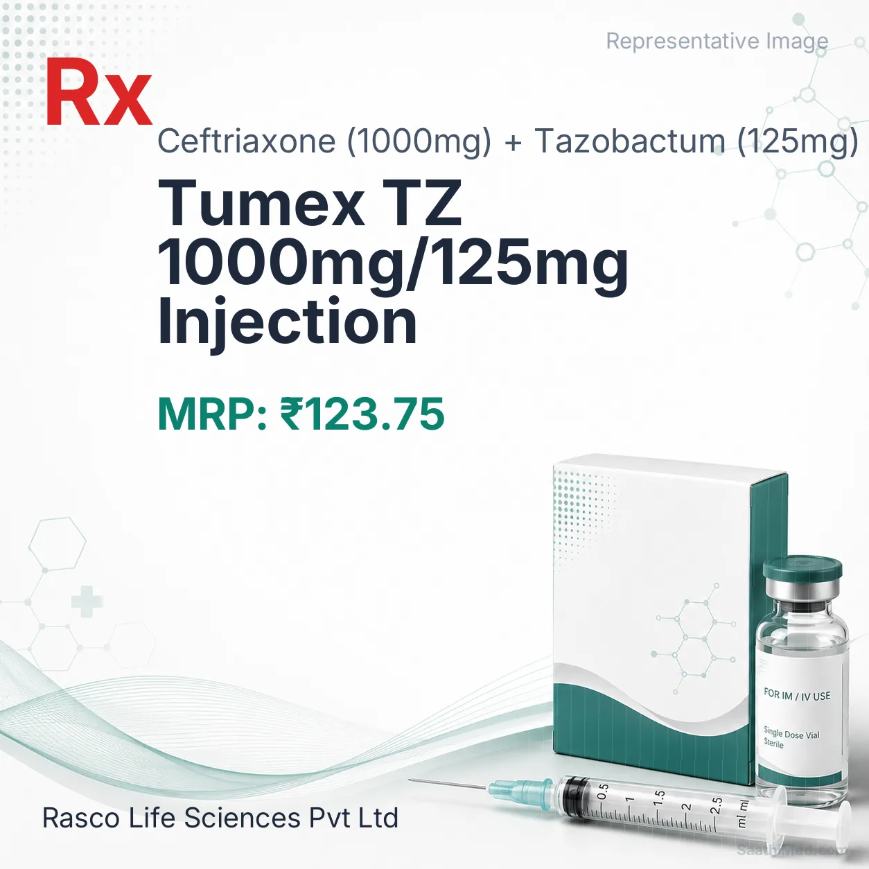 Tumex TZ 1000mg/125mg Injection Allopathy (Ceftriaxone (1000mg)) - Uses in Hindi, Side Effects, Substitutes & Price in India