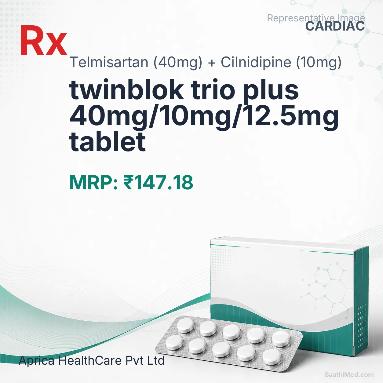 twinblok trio plus 40mg/10mg/12.5mg tablet Allopathy (Telmisartan (40mg)) - Uses in Hindi, Side Effects, Substitutes & Price in India