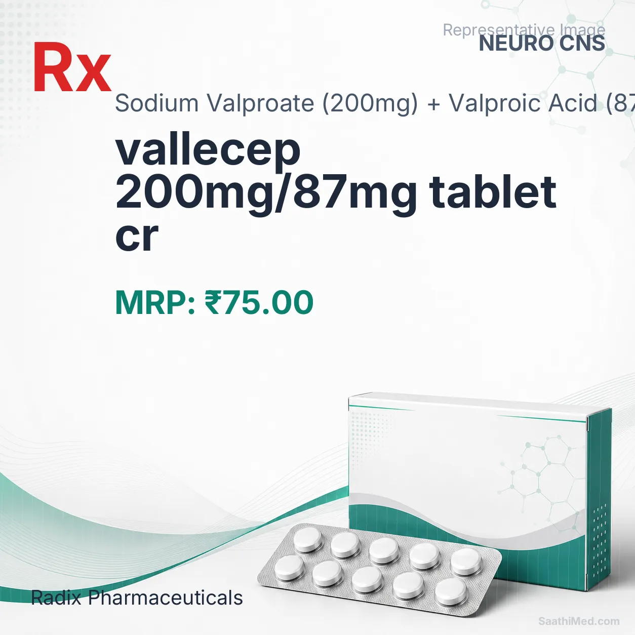 vallecep 200mg/87mg tablet cr Allopathy (Sodium Valproate (200mg)) - Uses in Hindi, Side Effects, Substitutes & Price in India