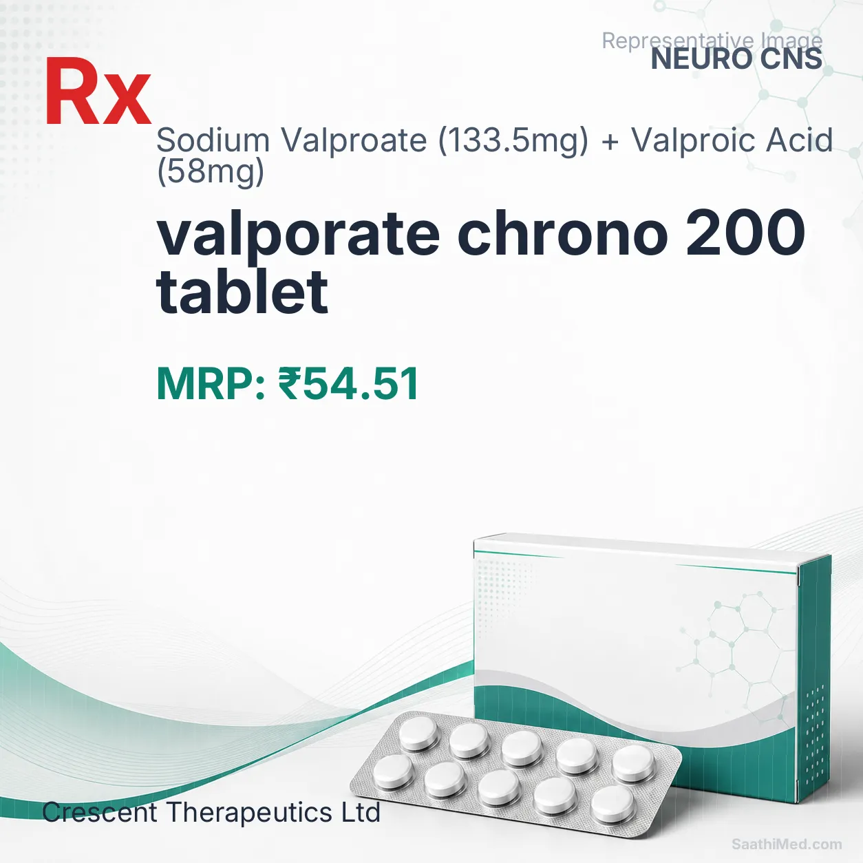 valporate chrono 200 tablet Allopathy (Sodium Valproate (133.5mg)) - Uses in Hindi, Side Effects, Substitutes & Price in India