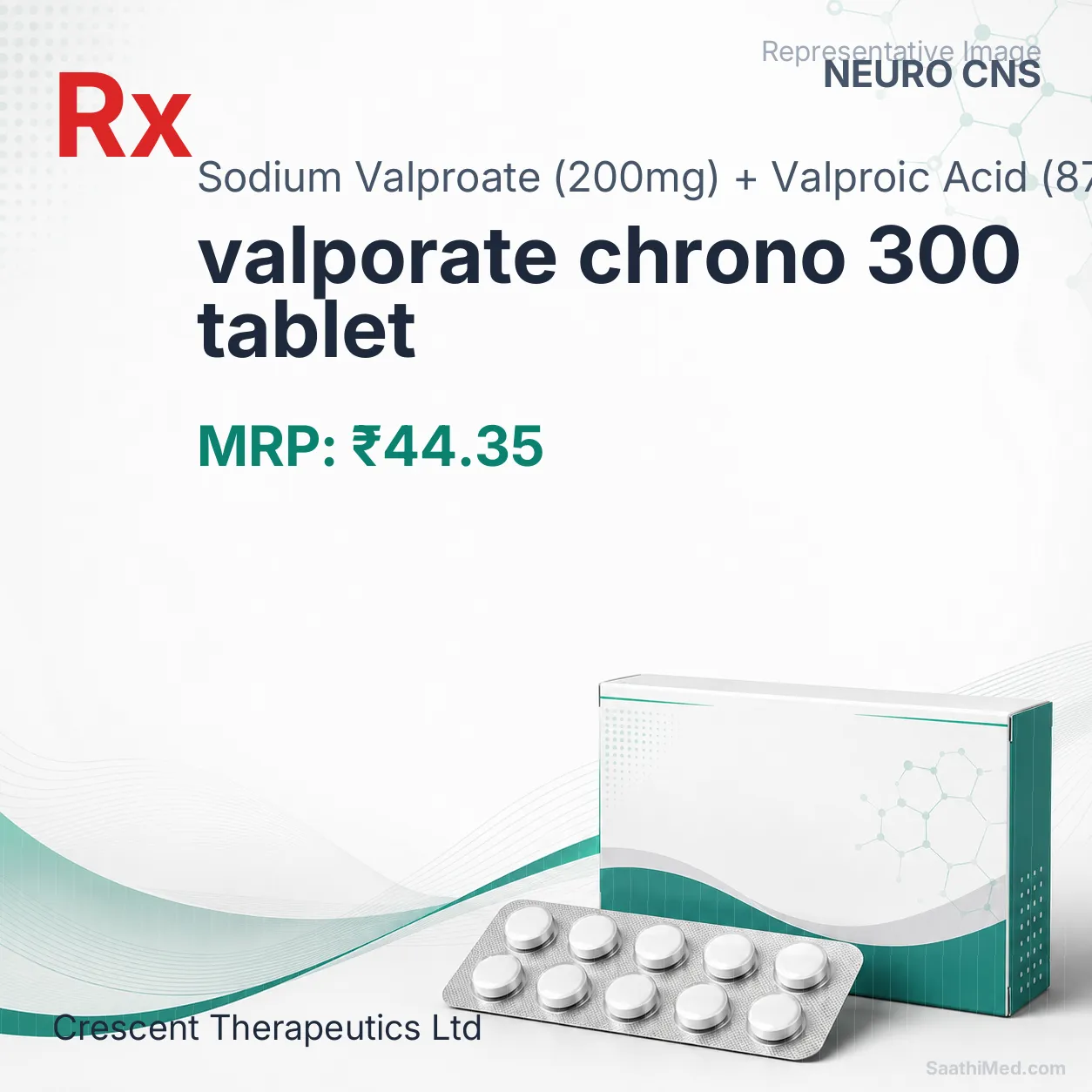 valporate chrono 300 tablet Allopathy (Sodium Valproate (200mg)) - Uses in Hindi, Side Effects, Substitutes & Price in India