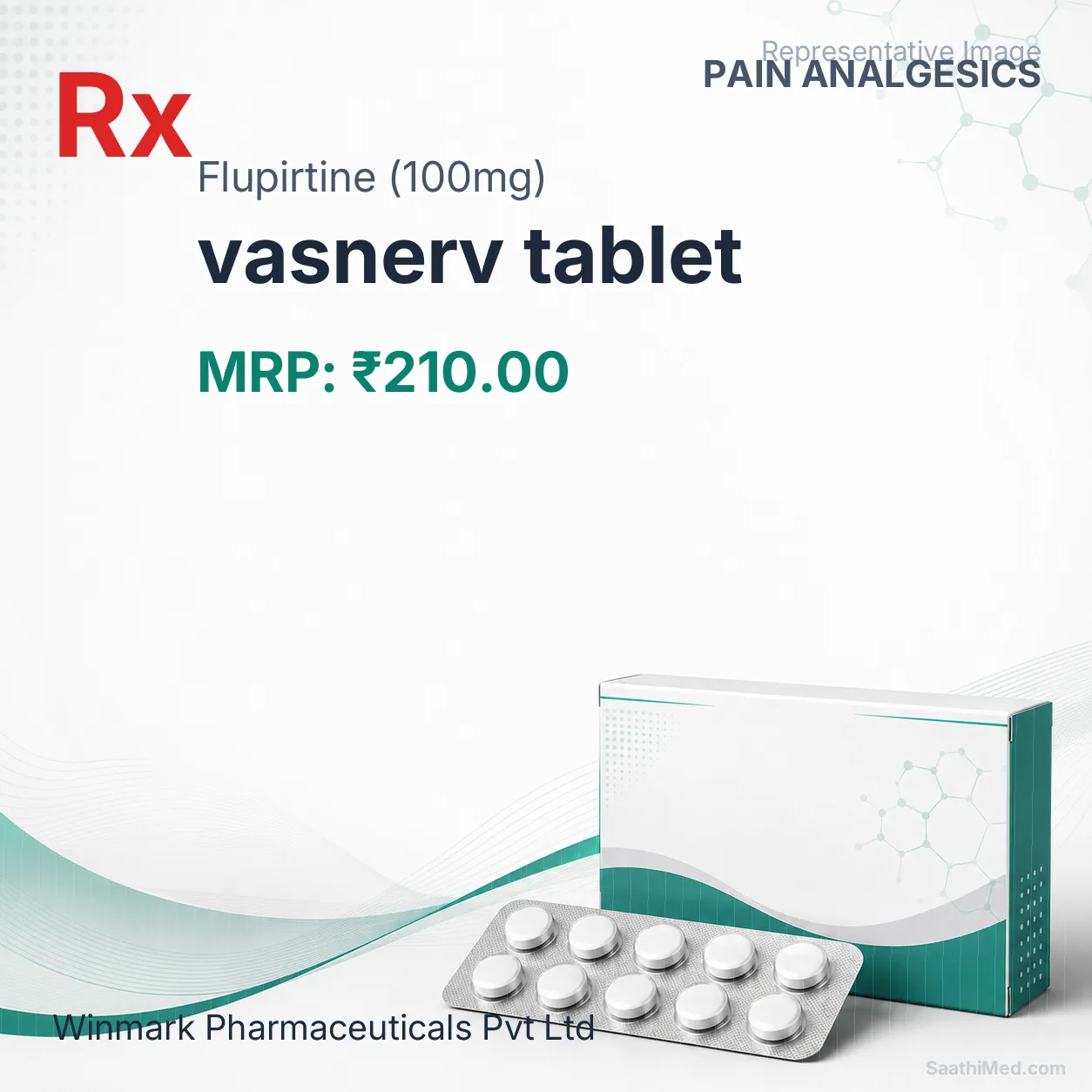 vasnerv tablet Allopathy (Flupirtine (100mg)) - Uses in Hindi, Side Effects, Substitutes & Price in India