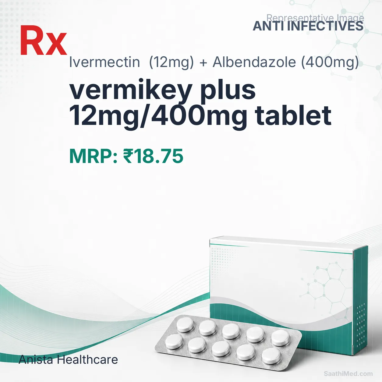 vermikey plus 12mg/400mg tablet Allopathy (Ivermectin (12mg)) - Uses in Hindi, Side Effects, Substitutes & Price in India