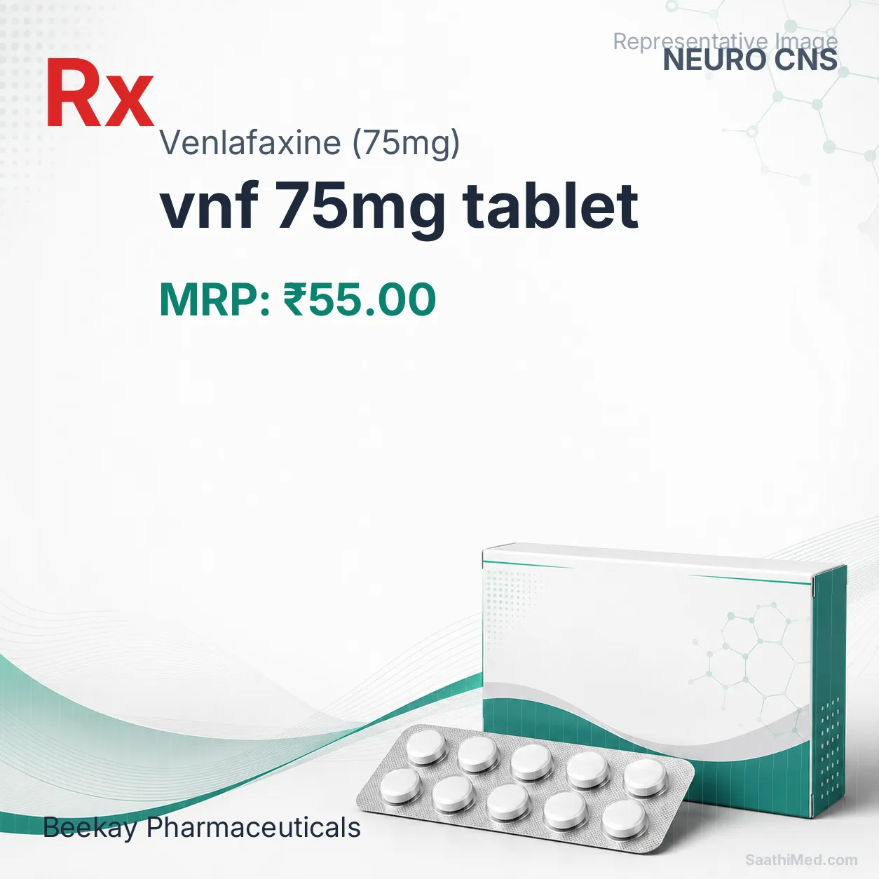 vnf 75mg tablet Allopathy (Venlafaxine (75mg)) - Uses in Hindi, Side Effects, Substitutes & Price in India
