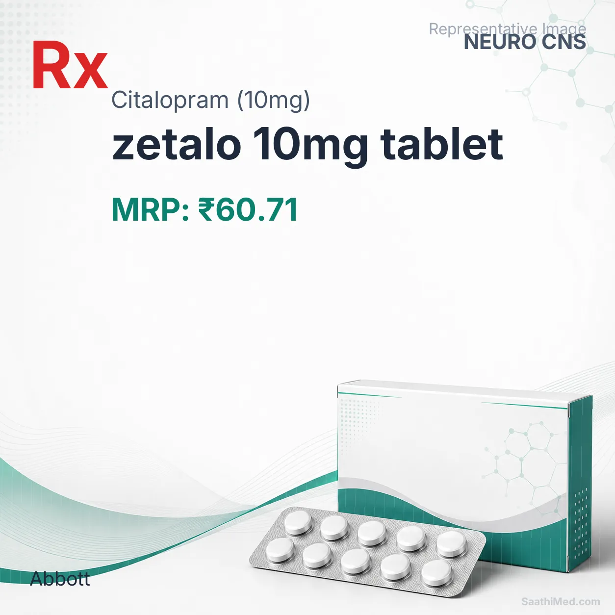 zetalo 10mg tablet Allopathy (Citalopram (10mg)) - Uses in Hindi, Side Effects, Substitutes & Price in India