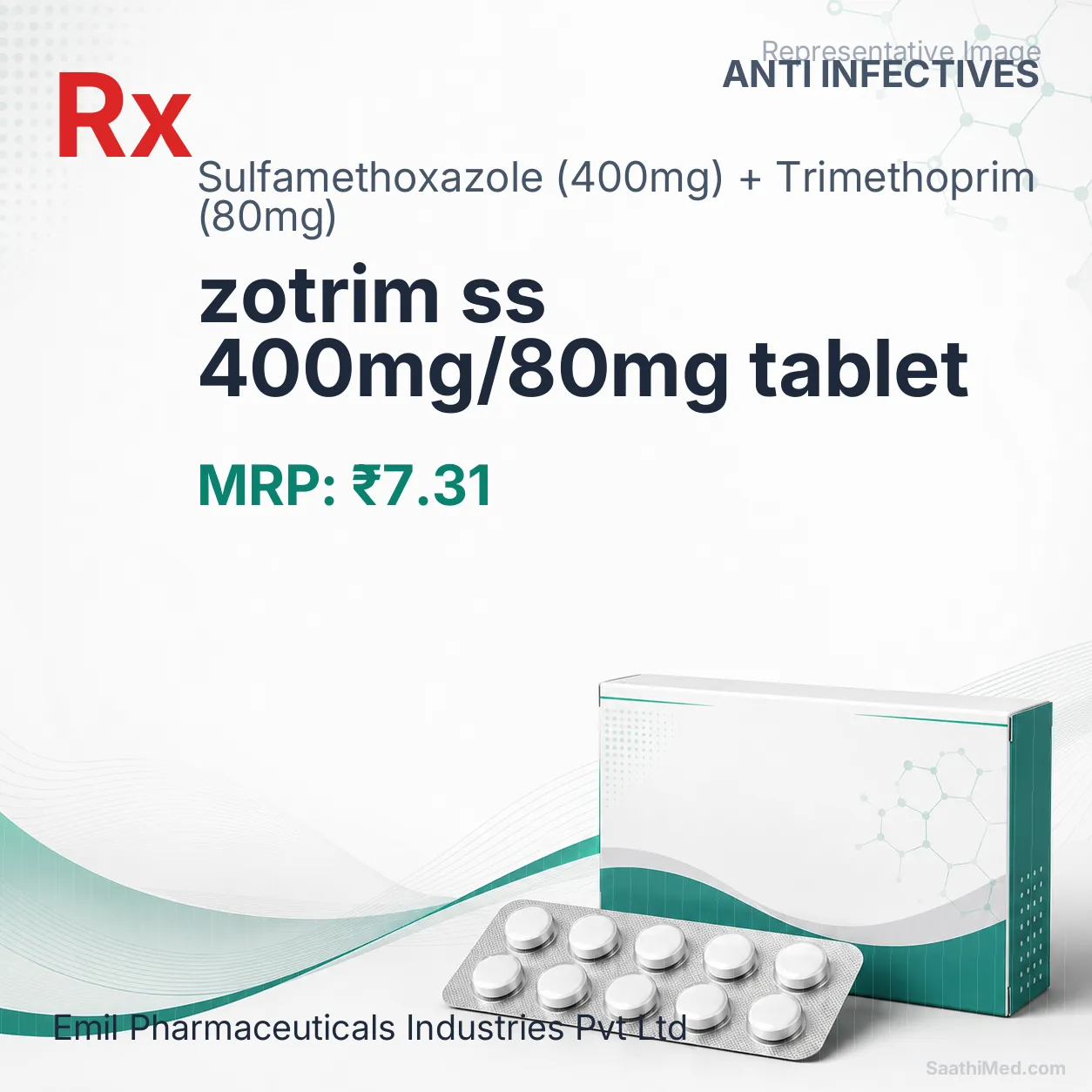 zotrim ss 400mg/80mg tablet Allopathy (Sulfamethoxazole (400mg)) - Uses in Hindi, Side Effects, Substitutes & Price in India