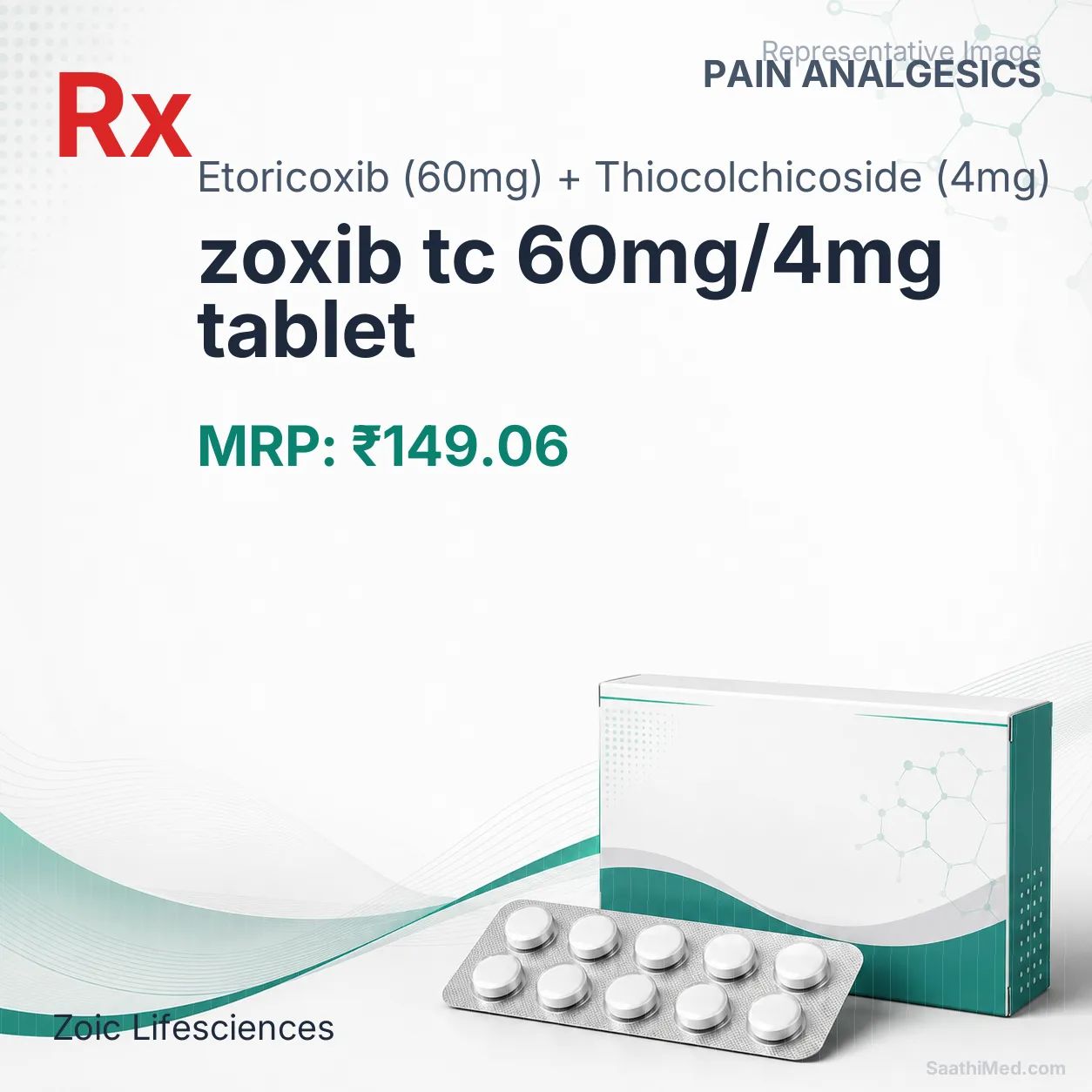 zoxib tc 60mg/4mg tablet Allopathy (Etoricoxib (60mg)) - Uses in Hindi, Side Effects, Substitutes & Price in India