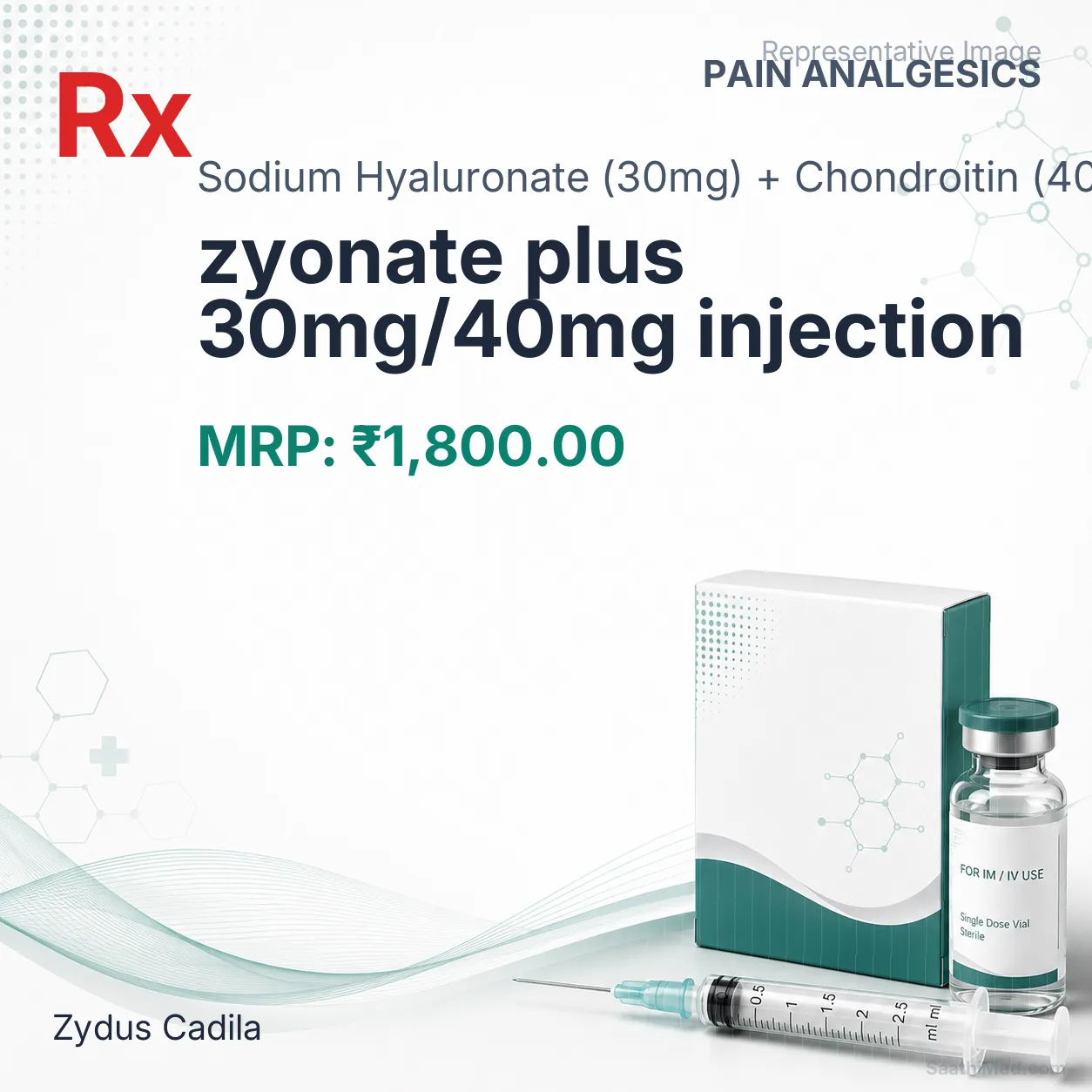 zyonate plus 30mg/40mg injection Allopathy (Sodium Hyaluronate (30mg)) - Uses in Hindi, Side Effects, Substitutes & Price in India